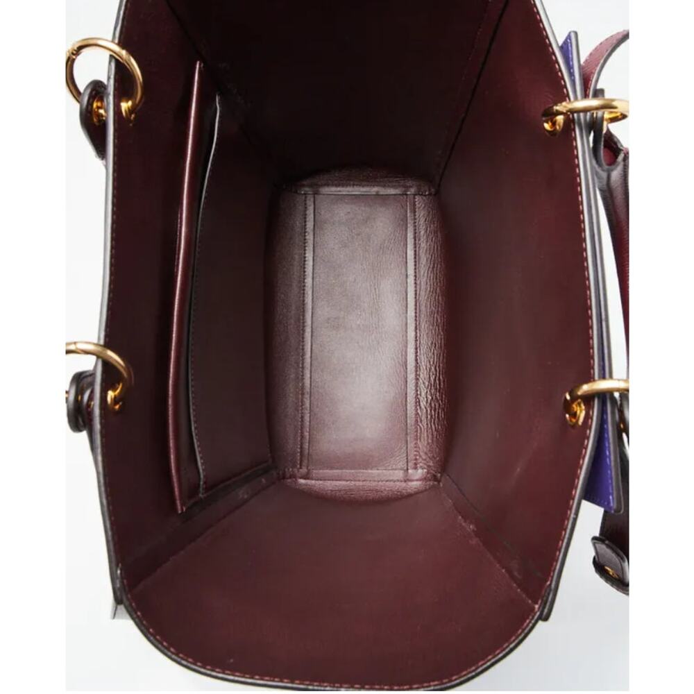 Mulberry Maple Goatskin Leather Tote Burgundy Purple Removable Pouch - Picture 3 of 15